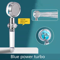 Water Saving Shower Head with 360-Degree Rotation - Pressurized, Built-in Turbofan, Detachable