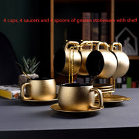 Golden coffee cup set