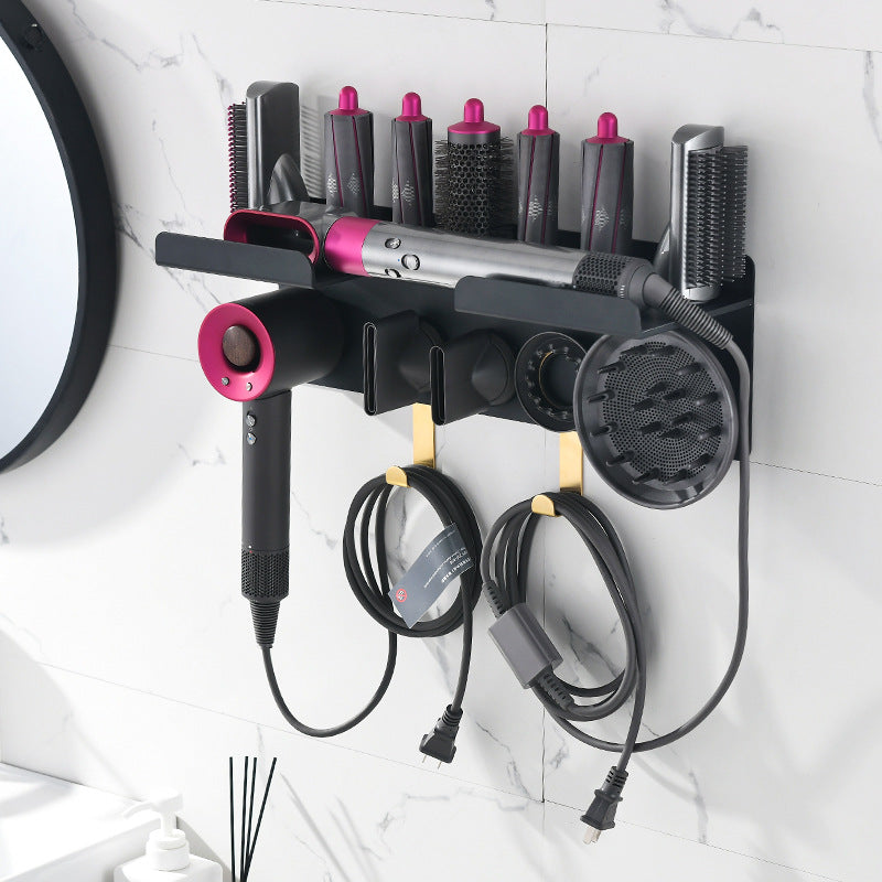Sleek aluminum alloy hair styling tools organizer with two tiers and bottom shelf