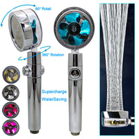 Water Saving Shower Head with 360-Degree Rotation - Pressurized, Built-in Turbofan, Detachable