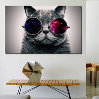 Home Decoration Inkjet Painting Single-frame Cat With Sunglasses