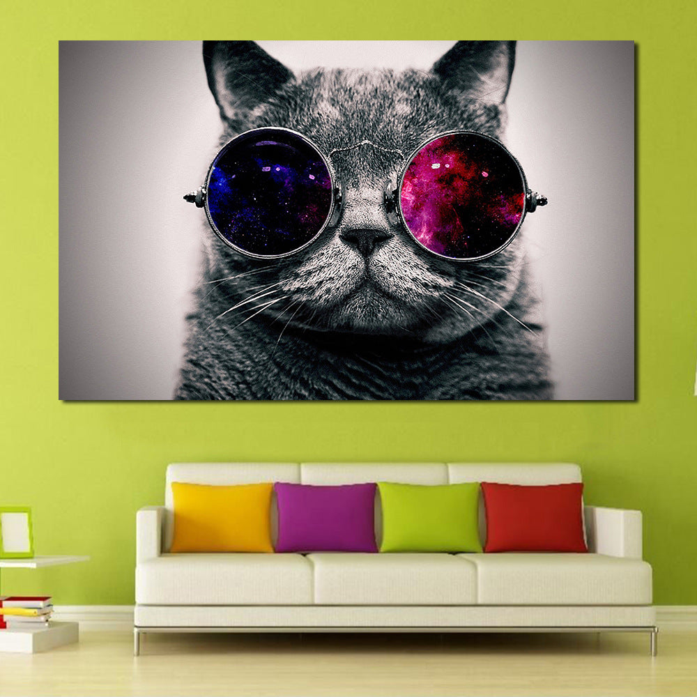 Home Decoration Inkjet Painting Single-frame Cat With Sunglasses