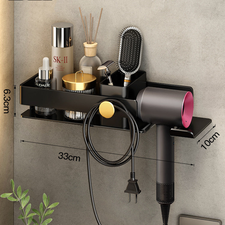 Sleek and functional hair dryer rack with storage rack and storage tube